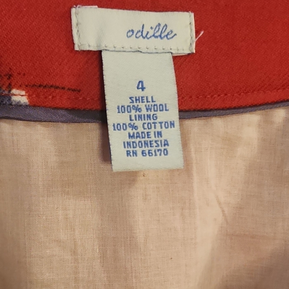 Anthropologie Odille Mini Skirt Red Wool Fully Lined Sz 4 Floral Coquette Prep - Picture 5 of 7